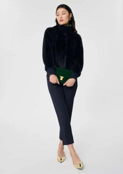 Blouson Bertille bleu nuit en fausse fourrure