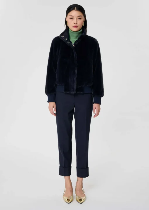 Blouson Bertille bleu nuit en fausse fourrure