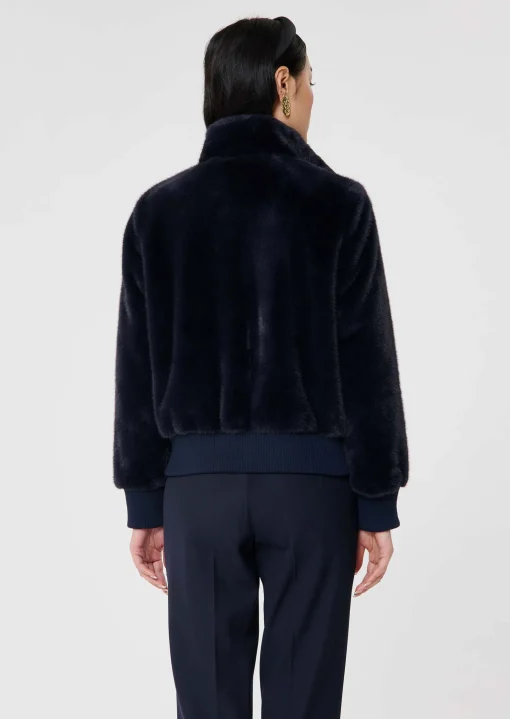 Blouson Bertille bleu nuit en fausse fourrure