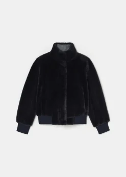 Blouson Bertille bleu nuit en fausse fourrure