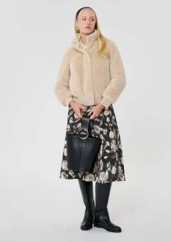 Blouson Bertille écru en fausse fourrure