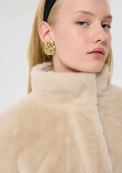 Blouson Bertille écru en fausse fourrure