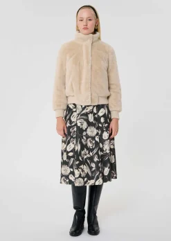 Blouson Bertille écru en fausse fourrure