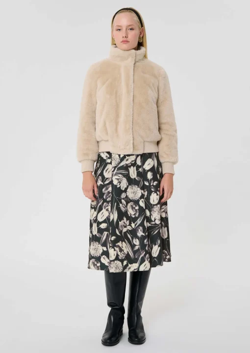 Blouson Bertille écru en fausse fourrure