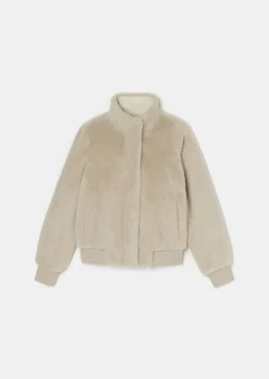 Blouson Bertille écru en fausse fourrure