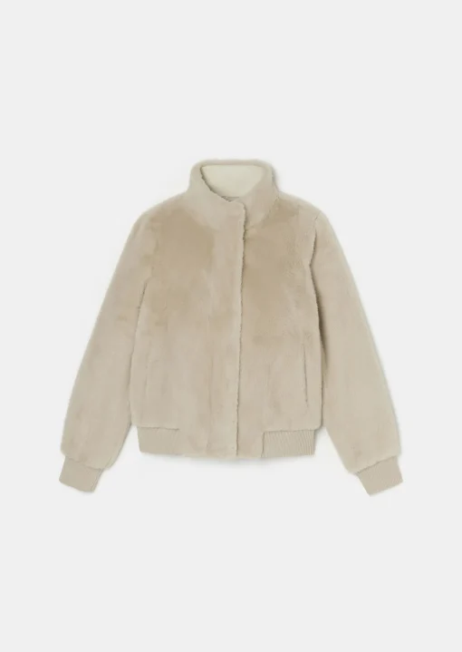 Blouson Bertille écru en fausse fourrure