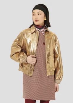 Blouson Bibba doré en cuir