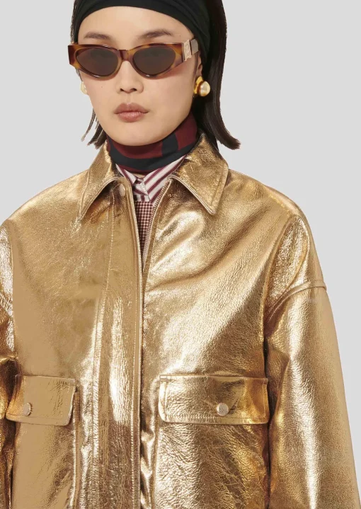 Blouson Bibba doré en cuir