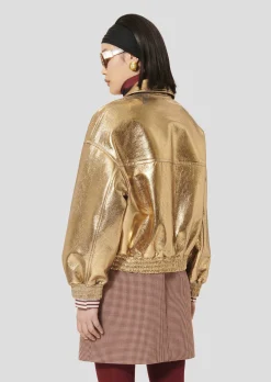 Blouson Bibba doré en cuir