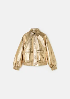 Blouson Bibba doré en cuir