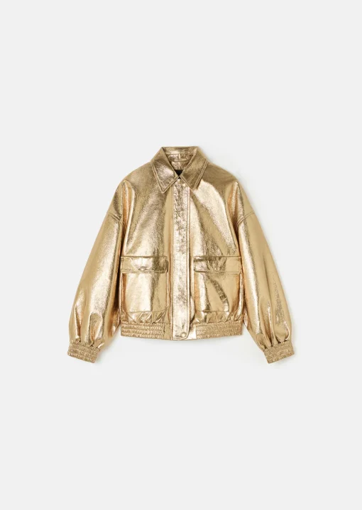 Blouson Bibba doré en cuir