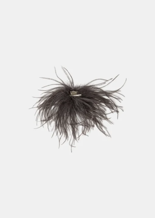 Broche Arthur grise en plumes