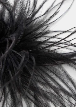 Broche Arthur noire en plumes