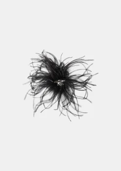 Broche Arthur noire en plumes