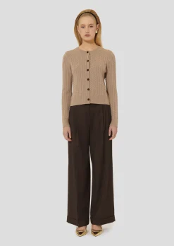 Cardigan Gaspard marron en laine merinos