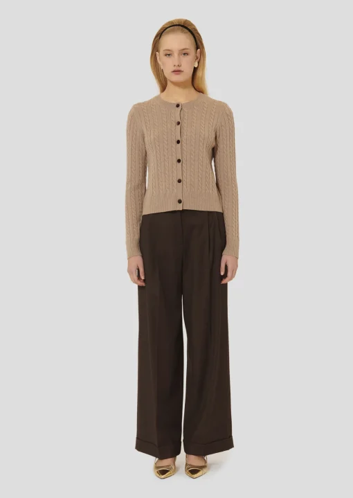 Cardigan Gaspard marron en laine merinos