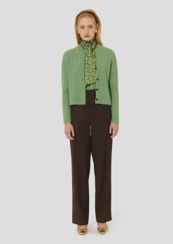 Cardigan Gaspard vert en laine merinos