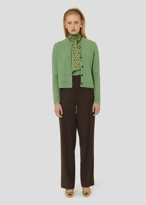 Cardigan Gaspard vert en laine merinos