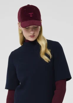 Casquette Carole bordeaux en velours côtelé