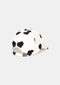 Casquette Carole écru à motif coeur noir