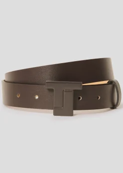 Ceinture 8 bis marron en cuir lisse