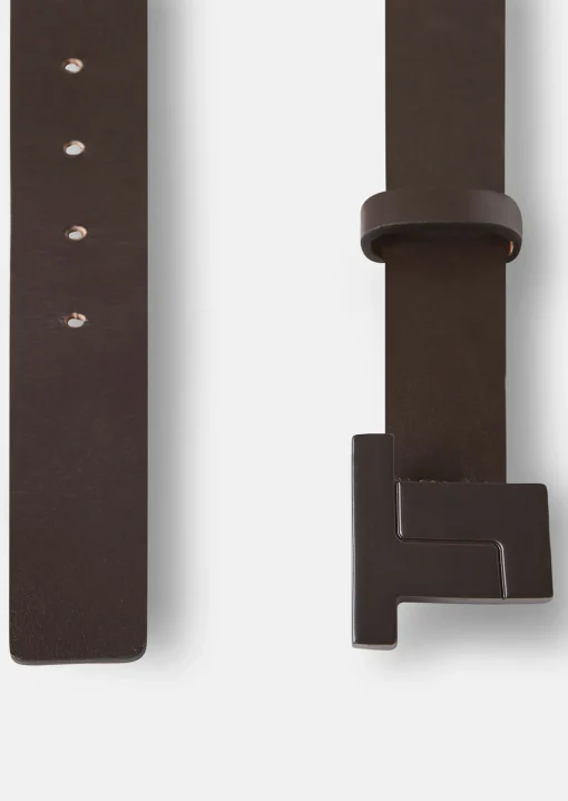 Ceinture 8 bis marron en cuir lisse