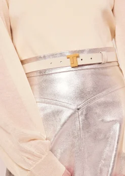 Ceinture 8 Bis mini écrue en cuir