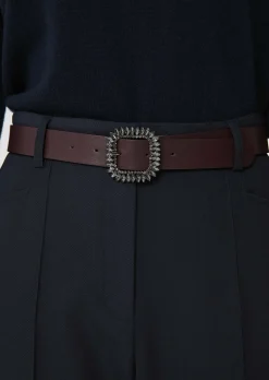 Ceinture Gigi bordeaux en cuir lisse