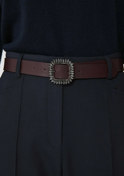 Ceinture Gigi bordeaux en cuir lisse