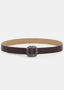 Ceinture Gigi bordeaux en cuir lisse