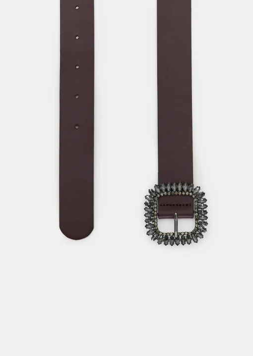 Ceinture Gigi bordeaux en cuir lisse