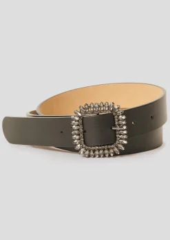 Ceinture Gigi noire en cuir lisse