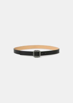 Ceinture Gigi noire en cuir lisse