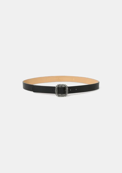 Ceinture Gigi noire en cuir lisse