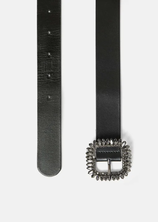 Ceinture Gigi noire en cuir lisse