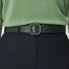 Ceinture Gigi verte en cuir lisse