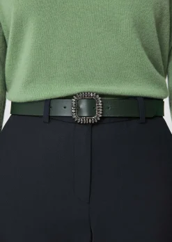 Ceinture Gigi verte en cuir lisse