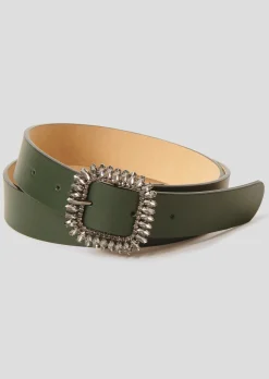 Ceinture Gigi verte en cuir lisse