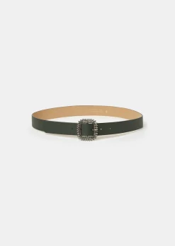 Ceinture Gigi verte en cuir lisse