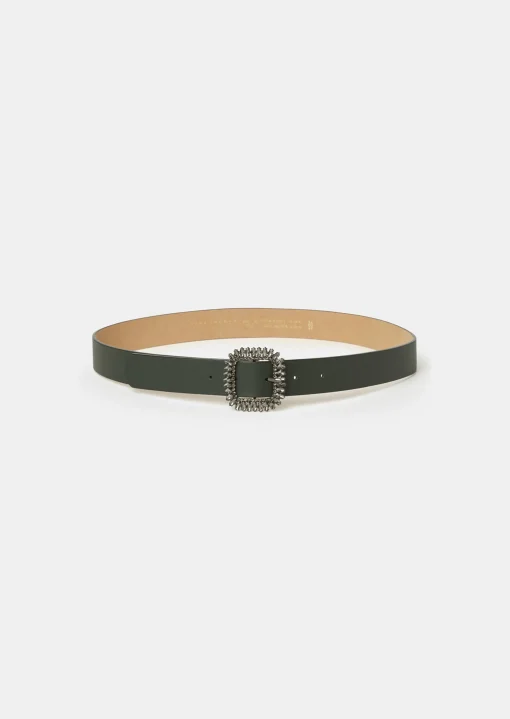 Ceinture Gigi verte en cuir lisse