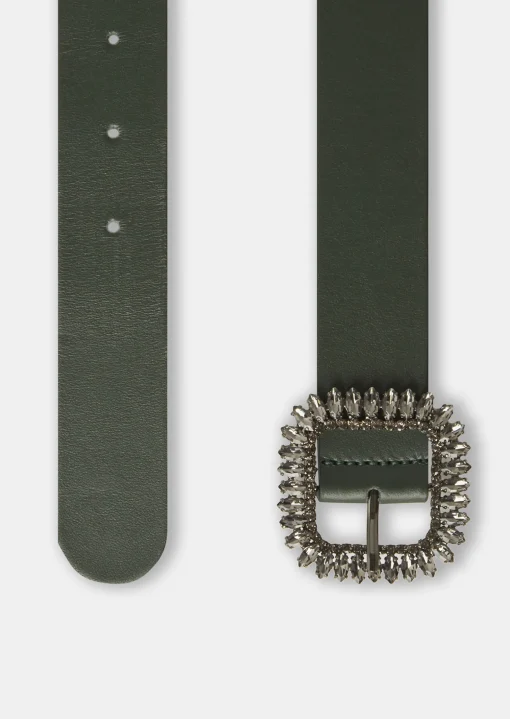 Ceinture Gigi verte en cuir lisse