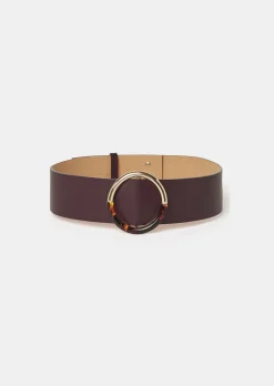 Ceinture Lauren bordeaux en cuir lisse