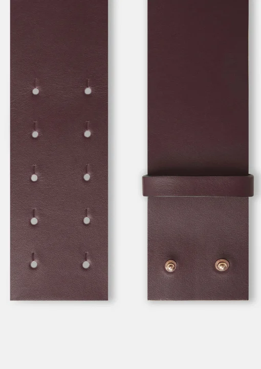 Ceinture Lauren bordeaux en cuir lisse