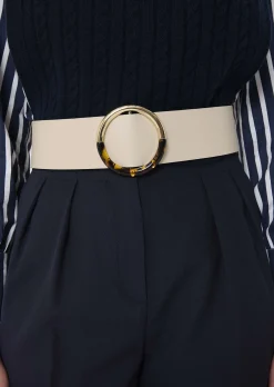 Ceinture Lauren écrue en cuir lisse