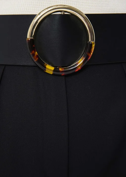 Ceinture Lauren noire en cuir lisse