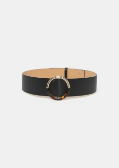 Ceinture Lauren noire en cuir lisse