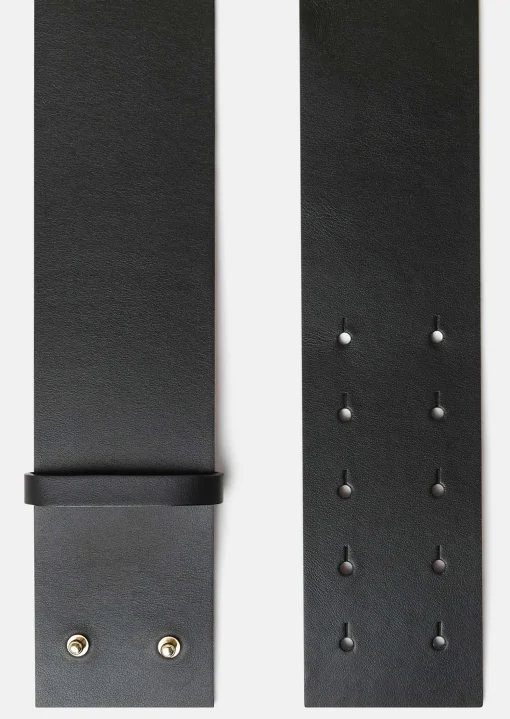 Ceinture Lauren noire en cuir lisse