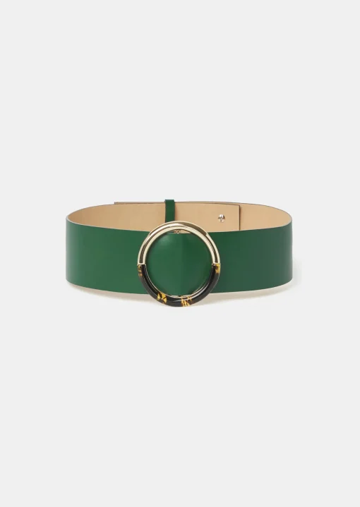 Ceinture Lauren verte en cuir lisse