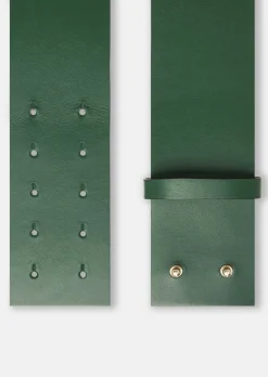 Ceinture Lauren verte en cuir lisse
