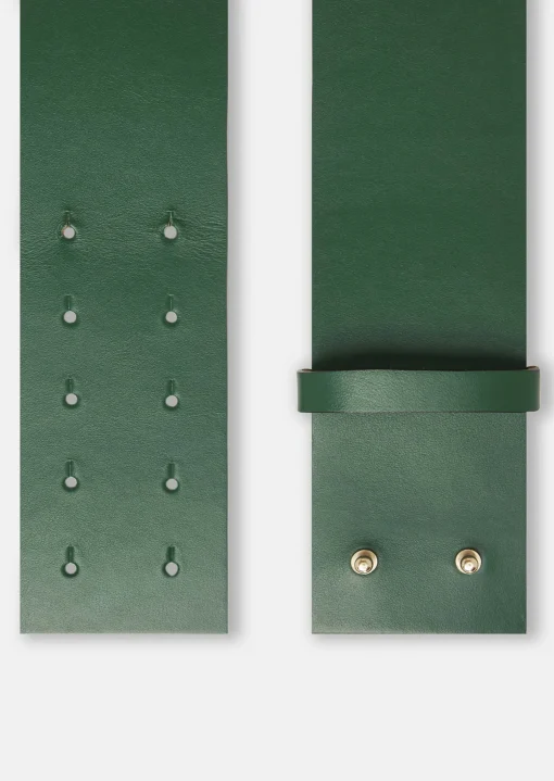 Ceinture Lauren verte en cuir lisse